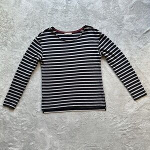 Marine Layer Soft Stripe Tee Black Gray Long Sleeve Minimalist Classic‎ Casual S